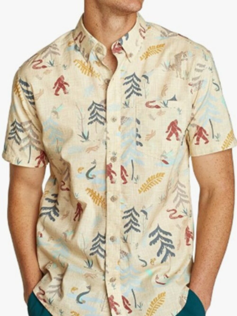 Quirky Dadcore Sasquatch Eddie Bauer Cotton Button Down Shirt Men’s Size XL/T
